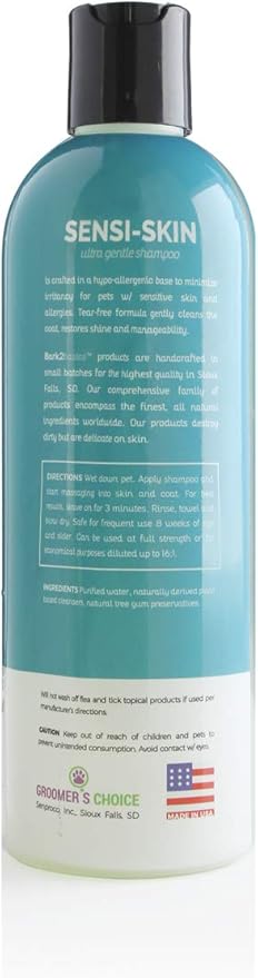 Bark2Basics Sensi-Skin Hypoallergenic Shampoo, 16 oz - Naturally Derived, Sensitive Skin Pet Shampoo, Gentle, No Fragrance, Non-Irritating, for Dogs with Allergies and Dry, Itchy Skin