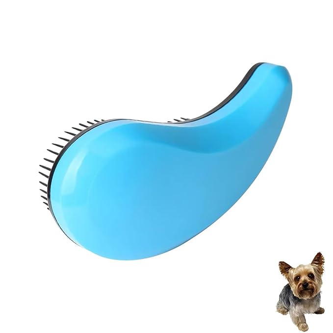 Puppy Brush - Soft Dog Brush - Perfect for Yorkie, Shih Tzu, Maltipoo & Maltese Grooming - Gentle Hair Remover for Easy Pet Grooming at Home (Blue)
