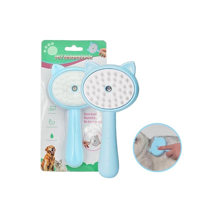 Cat Steamy Brush Dog brushes for Shedding Grooming, Lightweight Skin Friendly Pet Brush Hair Removal Comb Brushes for Long or Medium Haired Cats(Blue)