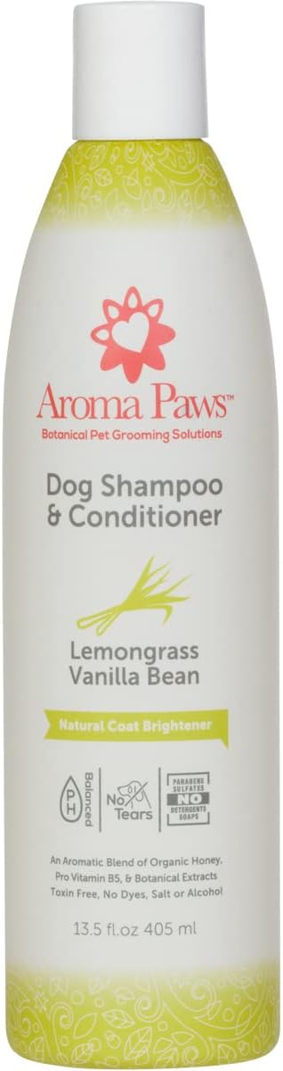 Dog Shampoo  Cleansing Wash, Conditioning, Moisturizing  Healthy Ingredients  Aromatic Grooming Puppy Shampoo  Tearless Cleaner, Lemongrass Vanilla Bean 13.5 oz