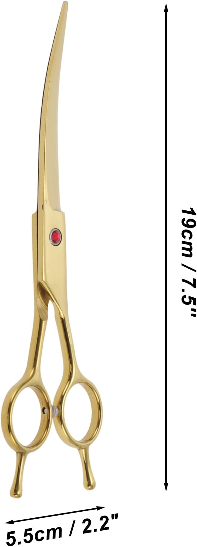 Dog Grooming Scissors, with Ergonomic Handle, Pill Popper for Cats, Upper Bend Shears, Stainless Steel Curved Shears for Dogs Cats, Gold Tone, 7.5inch