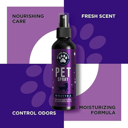 Pet Deodorizing Spray _avender Essential Oil | Odor Eliminator for Cats & Dogs, For All Ages, Sizes and Breeds| Safe for Bedding, Furniture & Pet Areas | 250ml