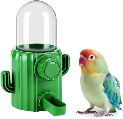 Automatic Bird Cage Water Dispenser - Cactus No-Spill Feeder for Parakeet, Cockatiel, Budgie & Small Birds