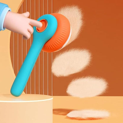 Pet Grooming Cat and Dog Brush, Self-Cleaning Sliker Brush for Removes Mats, Tangles, and Loose Hair, Shedding Brush for Short or Long Haired Cats/Dogs (Blue+Orange)