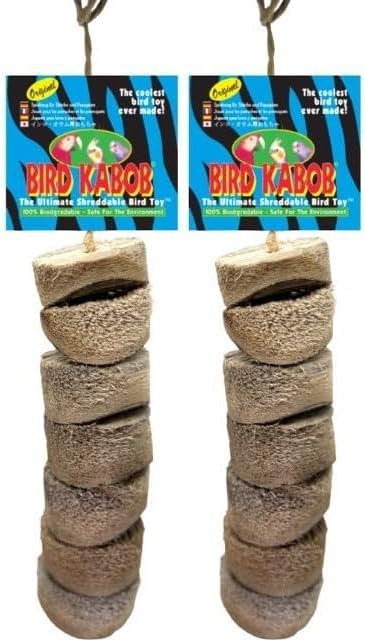 Bird Kabob Original - 2 Pack - an All-Natural, Holistic, Veterinarian Recommended, Earth Friendly, shreddable Hanging Bird Toy with Yucca Chunks