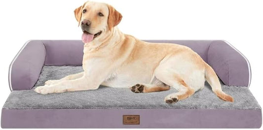 Orthopedic Large Dog Bed Washable, Orthopedic Dog Beds with Egg Foam Support, Removable, Machine Washable Plush Cover and Non-Slip Bottom for XXLarge Extra Large Dogs - Purple Dog Bed