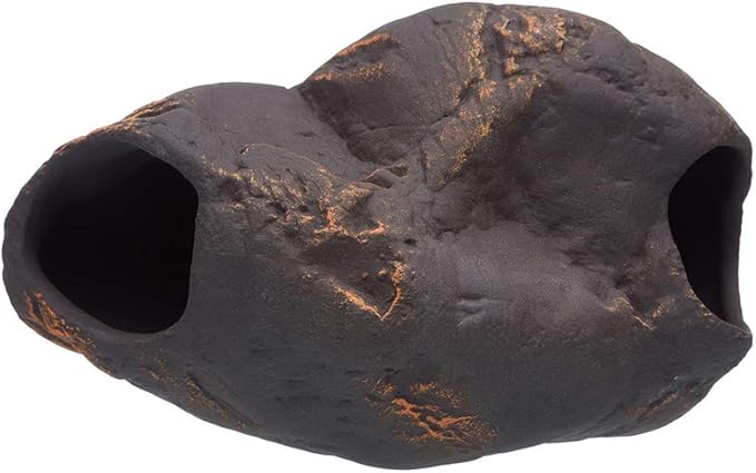 Plecoceramics Cichlid Stone Decoration - Aquarium cave for Cichlids, Betta, Small Fish - Fish Tank Hideway Decor - Betta Toys Hideout Stones House (Magma Stone Small)