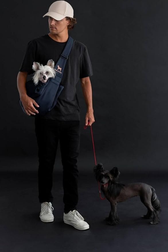 Noah & Paw Dog Sling Carrier for Small Dogs 5-18lb, Dog Sling for Small Dogs and Cats, Dog Carrier with Adjustable Padded Strap, Premium Twill, Lined with Fur, Double Safety Feature, Machine Washable