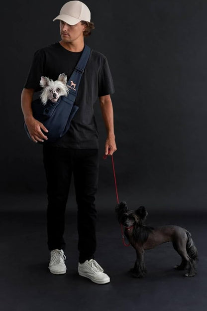 Noah & Paw Dog Sling Carrier for Small Dogs 5-18lb, Dog Sling for Small Dogs and Cats, Dog Carrier with Adjustable Padded Strap, Premium Twill, Lined with Fur, Double Safety Feature, Machine Washable