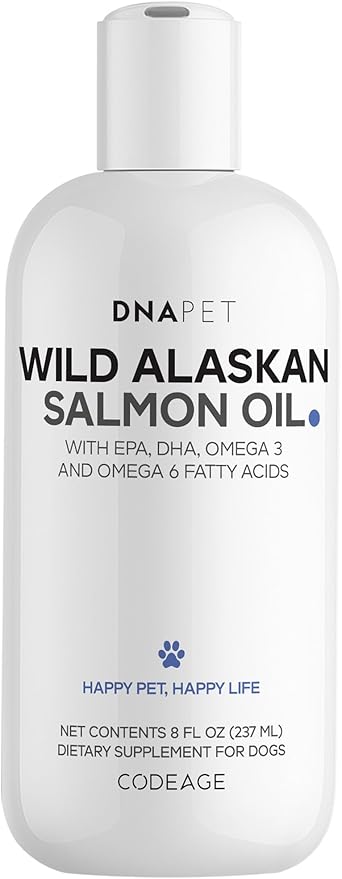 Wild Alaskan Salmon Oil for Dogs - EPA, DHA, Omega 3 & 6 Fatty Acids for Pets - Liquid Fish Oil Supplement for Dogs - All Breeds - 8 fl oz