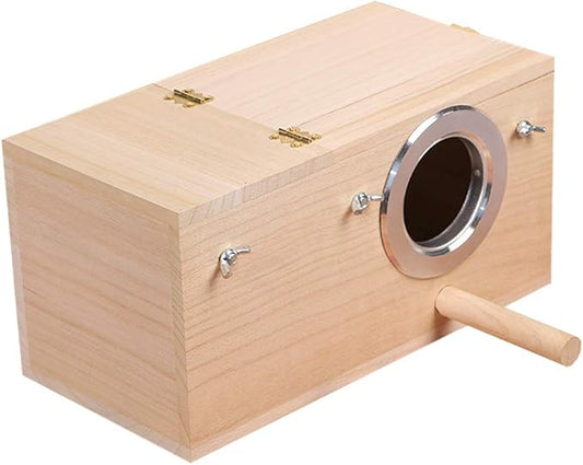 YJJKJ Wood Parakeet Nest Box Pet Bird House Parrot Breeding Mating Box Bird Cage Box for Lovebirds Cockatiel Parrotlets Budgerigar Parakeet (L)