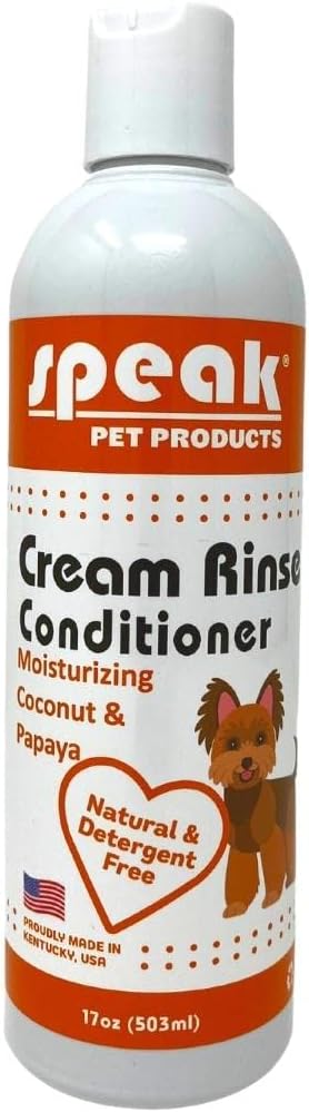 Dog Natural Cream Rinse Conditioner, Coconut Papaya Moisturizing, 17oz