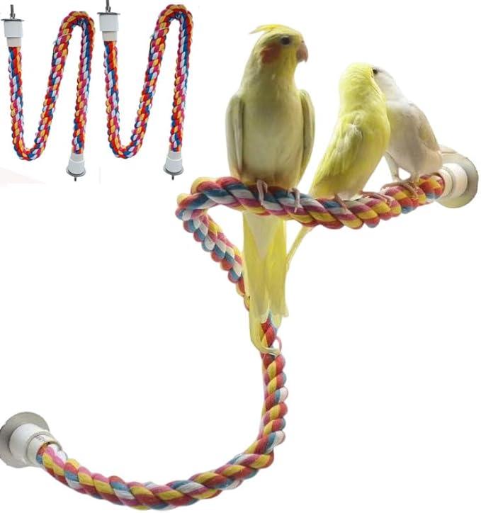 2pcs 48inch(122cm) Parrot Rope Perches,Bendable Climbing Standing Chew Cage Toys Heavyduty Made Bungee Toys for Large to Regular Size Birds