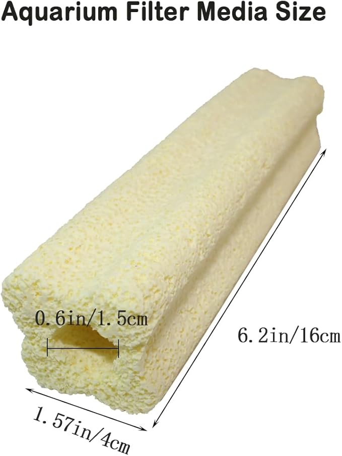 PINVNBY 10 Pcs Long Filter Media for Fish Tank,6.2 Inch Aquarium Ceramic Bio Media Blocks for Freshwater and Saltwater Sump Tank,Aquaculture and Koi Ponds