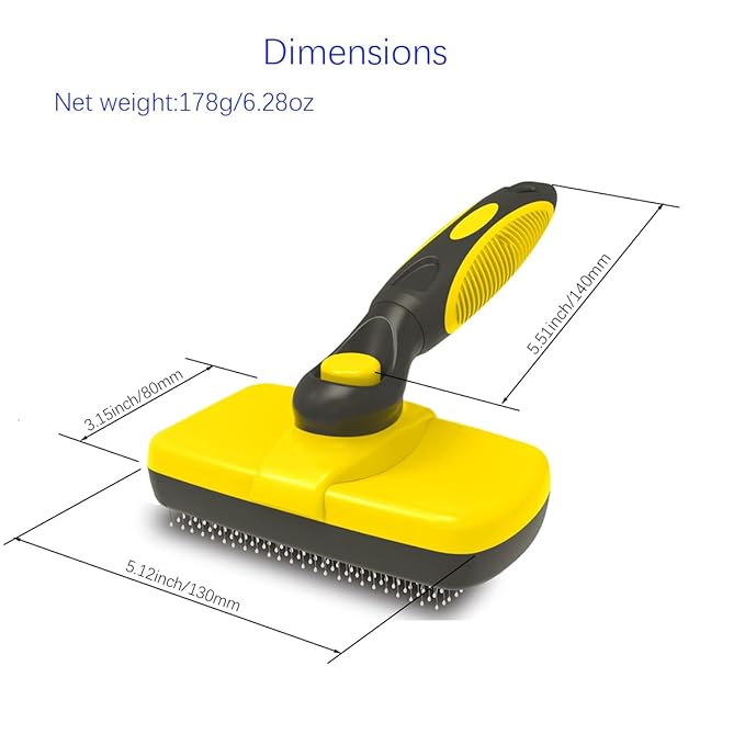 Self Cleaning Slicker Brushes for Pets,Dog Brush for grooming, Gently Removes loose hair, Fur, Undercoat & Tangled Hair,Massaging Tool Suitable for Dog or Cat,Dog Brush or Cat Brush. (Yellow)