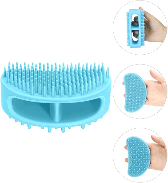 Dog Brush & Cat Brush, Soft Silicone Dog & Cat Grooming Brush, Pet Bath & Massage Brush for Cats and Dogs with Short or Long Hair, Cat Slicker Shedding Hair Brush Blue