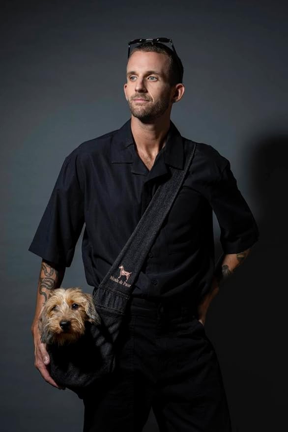 Noah & Paw Dog Sling Carrier for Small Dogs 5-18lb, Dog Sling for Small Dogs and Cats, Dog Carrier with Adjustable Padded Strap, Premium Denim, Lined with Fur, Double Safety Feature, Machine Washable