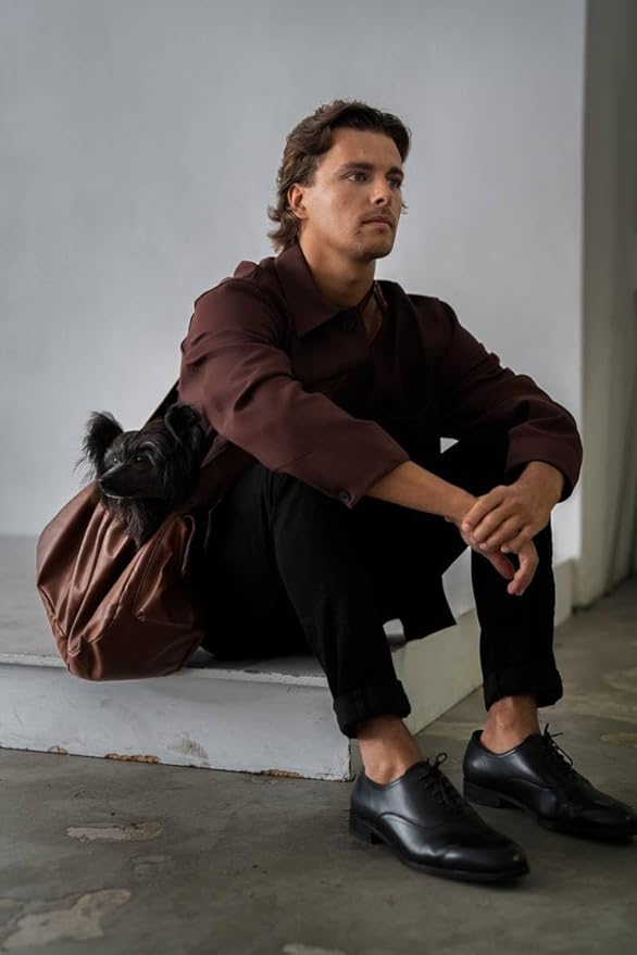 Noah & Paw Dog Sling Carrier for Small Dogs 5-18lb, Dog Sling for Small Dogs and Cats, Dog Carrier with Adjustable Padded Strap, Vegan Leather Lined with Fur, Double Safety Feature, Machine Washable