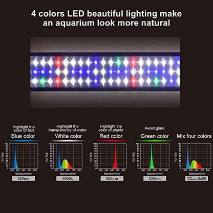 KZKR Upgraded Aquarium Light LED Full Spectrum 60-72 inch Hood Lamp for Freshwater Marine Plant 150-180 cm Multi-Color Decorations Light