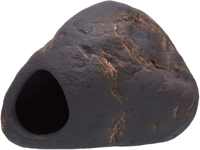 Plecoceramics Cichlid Stone Decoration - Aquarium cave for Cichlids, Betta, Small Fish - Fish Tank Hideway Decor - Betta Toys Hideout Stones House (Magma Stone Large)