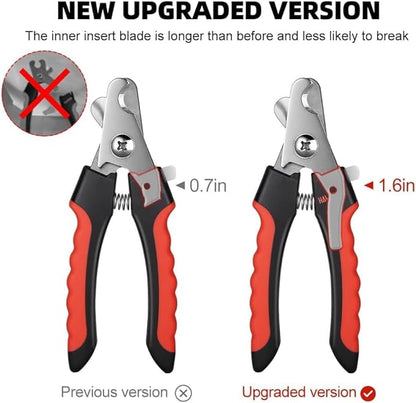 Dog Nail Clippers, Professional Pet Nail Clipper & Trimmers with Safety Guard to Avoid Over Cutting, Grooming Razor with Nail File for Medium and Large Dog and Cat, Red