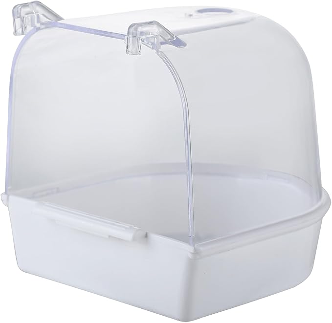 IBWell Clear Bird Bath for Small Birds Parakeet Cage Accessories - Suitable for Cockatiels and Parakeets