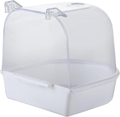 IBWell Clear Bird Bath for Small Birds Parakeet Cage Accessories - Suitable for Cockatiels and Parakeets