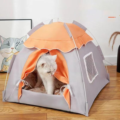 Cute Cat Teepee Cave, Cat Tent Foldable Indoor Outdoor with Thick Mat,Puppy Bed Tent,Bunny Pet Tent Teepee,Portable Dog House Teepee Tent, Cat Bed,Dog Bed Tent,Puppy Bunny,Pet Tent Teepee (X, L)