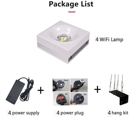 PopBloom RL90 WiFi Reef LED Light, 400W Reef Aquarium Lighting for SPS LPS Corals and Saltwater Fish Tanks, Enhanced Violet and Blue Spectrum,APP Fully Programmable (4 Lights with Hang kit)
