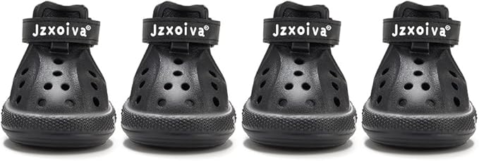 JZXOIVA Dog Shoes for Hot Pavement, Dog Booties for Small Dogs, Breathable Dog Boots & Paw Protectors, Adjustable Non-Slip Dog Rain Booties, Waterproof Pets Sandals for Beach Black Size 1