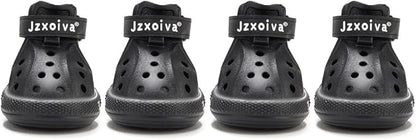 JZXOIVA Dog Shoes for Hot Pavement, Dog Booties for Small Dogs, Breathable Dog Boots & Paw Protectors, Adjustable Non-Slip Dog Rain Booties, Waterproof Pets Sandals for Beach Black Size 1