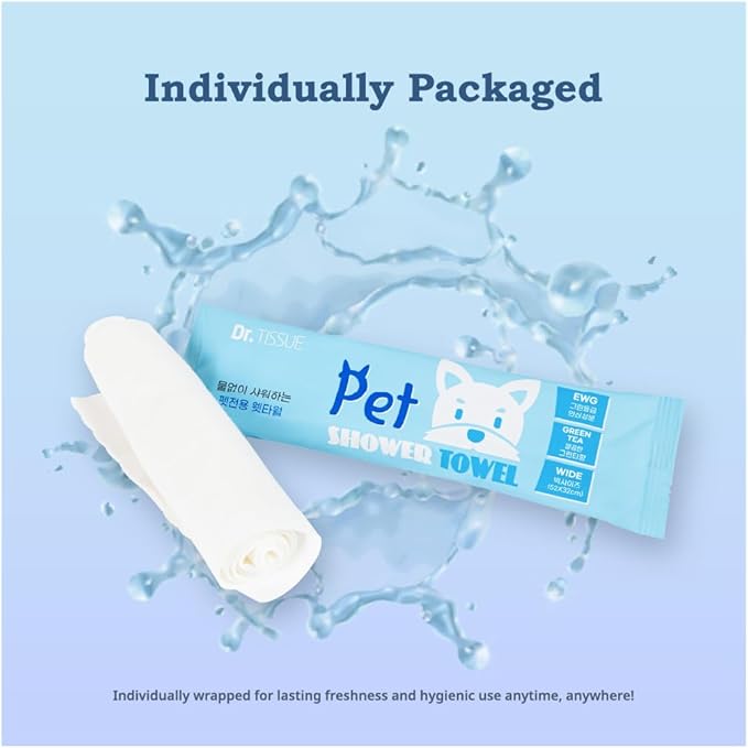 Extra Large Size - 20.5" x 12.6" Pet Wipes | Individually Packaged | Paw Wipes | Hypoallergenic | Grooming | Bathing | Green Tea Scented Deodorizing | Tear Stain | All Purpose Bath Wipes | 10 Counts