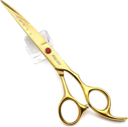 7.0in Titanium Gold Professional Pet Grooming Scissors Set,Straight & Thinning & Curved Scissors 4pcs Set for Dog Grooming,(Gold)