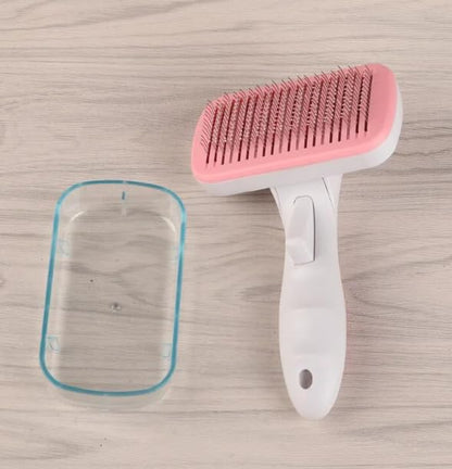 Pet Grooming Comb Professional Cat Care Stainless Steel Slicker Hair Tick Remover Grooming Dog Brush Pet Comb (Pink)