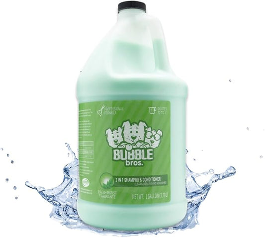 2 in 1 Dog Shampoo and Conditioner for Pets, Gallon - Naturally Derived Ingredients, Eliminates Smelly Pet Odors, Moisturizes and Nourishes, Cleans and Conditions, Bulk Refill Size 128 oz