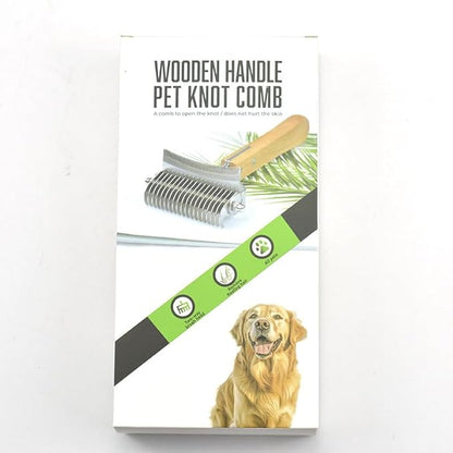 2 in 1 Dogs Cats Detangler Brush,Dematting Comb & Undercoat Rake for Dogs,Efficiently Detangling Shedding Loose Hair & Matted Fur, All Long Haired Pet