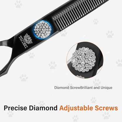 7 Dog Grooming Thinning Scissors  Professional Pet Shears for Dogs & Cats, Sharp 440C Stainless Steel Blades, Precise Texturizing & Blending for Groomers
