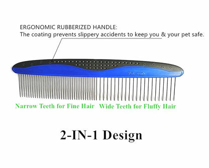 Dog Combs for Grooming,FULLINY 2 Pack Professional Dog Combs,Cat Combs,Pet Combs,Keep Your Pet Clean and Healthy