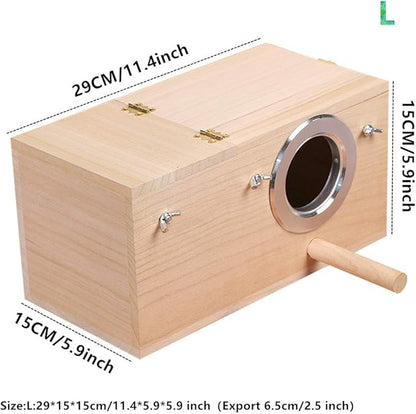 YJJKJ Wood Parakeet Nest Box Pet Bird House Parrot Breeding Mating Box Bird Cage Box for Lovebirds Cockatiel Parrotlets Budgerigar Parakeet (L)