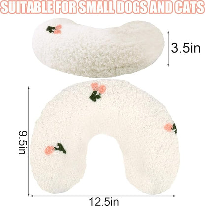 BABORUI Large Dog Calming Pillow for Dogs, U Shaped Dog Neck Pillow for Joint Relief Sleeping Improve, Machine Washable Pet Pillow for Dogs & Cats(White)