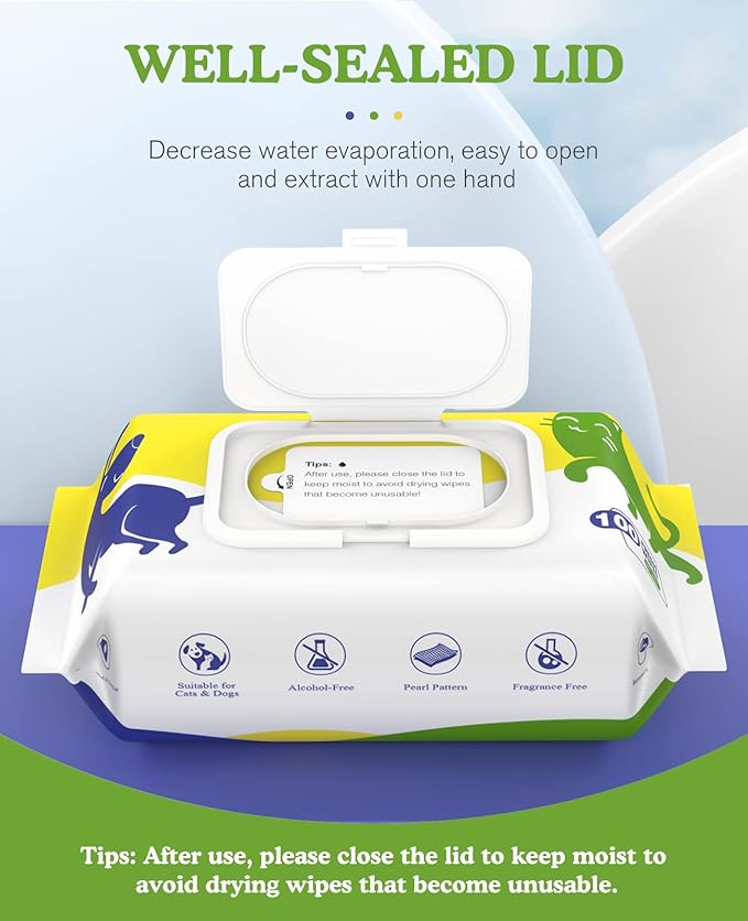 Dog Wipes for Paws and Butt, Pet Wipes for Dog Cat, Unscented Hypoallergenic Thick Dog Grooming Wipes for Cleaning Deodorizing, Puppy Wipes for Face Eye Ears Body Bath, 2Pack/200 Count