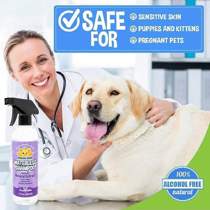 Bodhi Dog Waterless Shampoo - Natural Dry Shampoo for Dogs & Cats - Neutralizes Pet Odor - No Rinse Required - Made of Natural Extracts - Safe for Sensitive Skin - Made in USA - Lavender (17 Fl Oz)