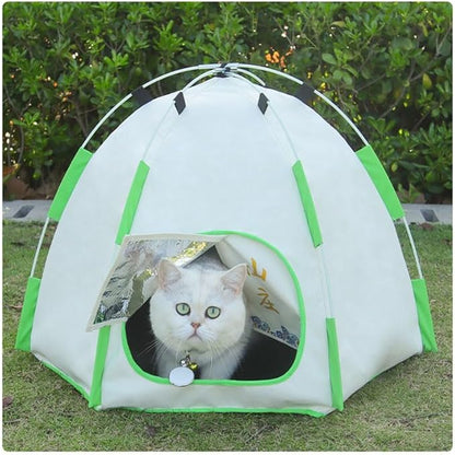 Cute Cat Teepee Cave,Bunny Pet Tent Foldable Indoor Outdoor with Thick Mat,Dog Puppy Bed,Portable Dog House,Puppy Bunny,Pet Tent Teepee (K, M)