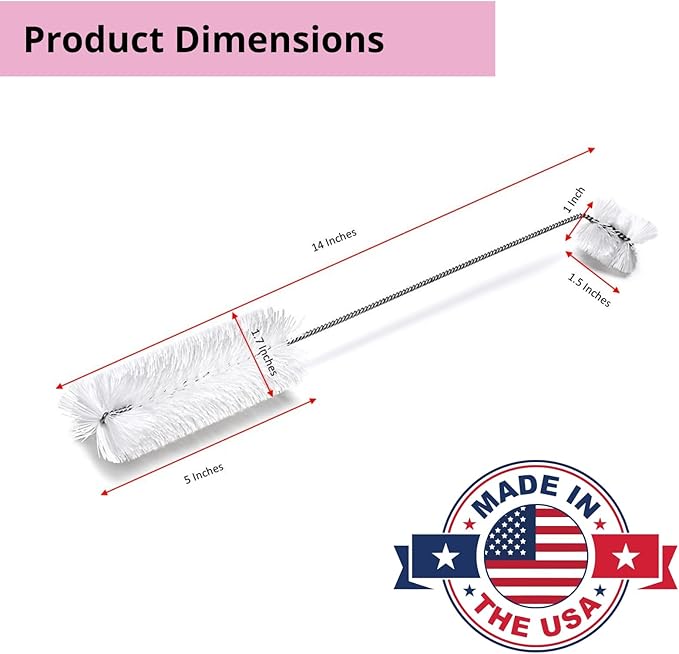 Hummingbird Feeder Cleaning Brush, 14" x 1.7" Dual-Purpose Headed Hummingbird Cleaning Brush, Diswasher Safe Bristle, Removes Residue on Nectar Bottle, Nozzle, Narrow Feeding Socket by FryOilSaver Co.