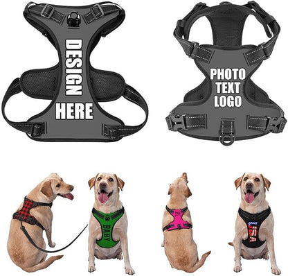 Custom Breathable Pet Chest Harness with Optional Leash, Customize No-Pull Dog Harnesses with Your Personalized Design, Personalize Pet Towing Vest with Mesh Fabric, DimGray, XL