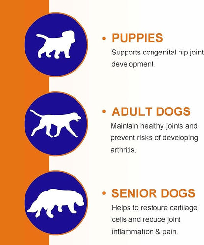 Glucosamine for Dogs - Hip & Joint Supplement (150 Tablets, 13.2 oz) - Chews with Chondroitin, MSM & Hemp Oil for Arthritis Relief & Enhanced Mobility for All Breeds
