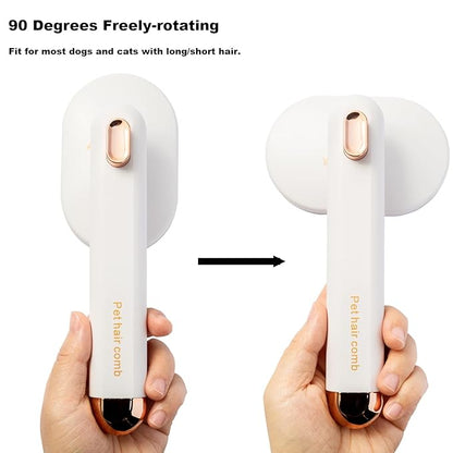 Cat Brush Dog Brush with Release Button for Shedding, Pet Hair Cleaner Brush, Cat Grooming Brush for Long or Short Haired Dog, Pet Massage Self Cleaning Cat Brush(White)