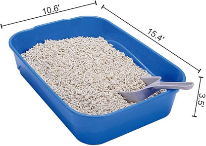 Kitty Litter Box Starter Kit - Small Cat Litter Pan Without Lid, Litter Mat, Scoop and Bowl for Kitten Within 3 Months (GreyScoop)