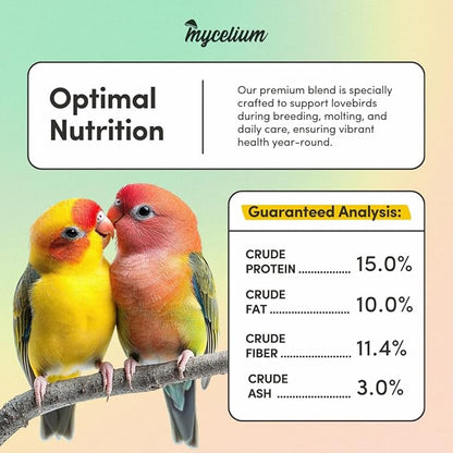 Mycelium Organic Lovebird Superfood (5 LB Bag) | High-Energy Bird Seed for Lovebirds | Premium Seeds, Grains & Superfoods for Brain, Heart, & Digestive Health | Non-GMO, USA Made, No Fillers