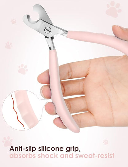 Heavy Duty Dog Nail Clippers -_uts Thick Nails Like Butter__pgraded Large Opening Professional Toenail Trimmer Razor Sharp Blade for Medium to Giant Breed (Pink)